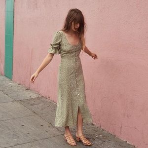 Christy Dawn Lennon Midi Dress in Green Floral